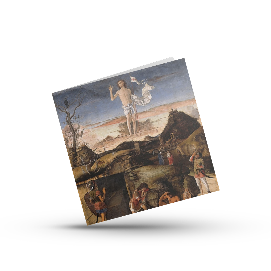kartka wielkanocna z fragmentem obrazu Zmartwychwstanie Chrystusa Giovanni Bellini
